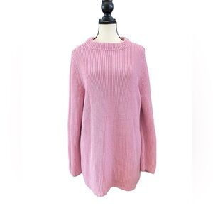 100% cotton Talbots Soft Pink Ribbed Crew Neck Sweater EUC size 1X